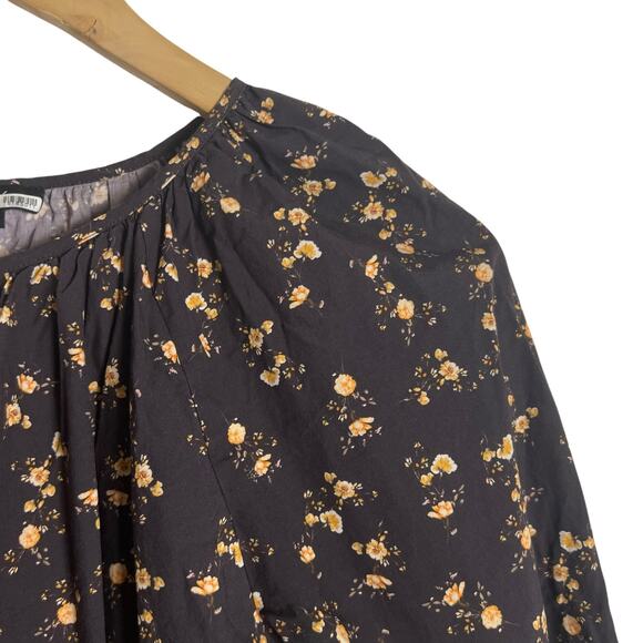 Rails Sal Black Floral Print Button Front Long Sleeve Midi Dress Size XS - Picture 8 of 16